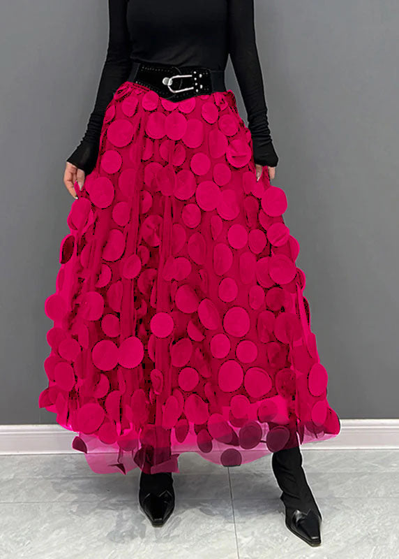 Elegant Khaki Dot Patchwork Tulle Skirt Fall