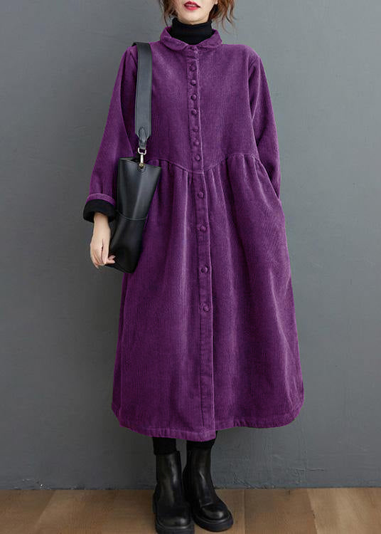 French purple corduroy coats Inspiration thick Cinched women coats ( Limited Stock)