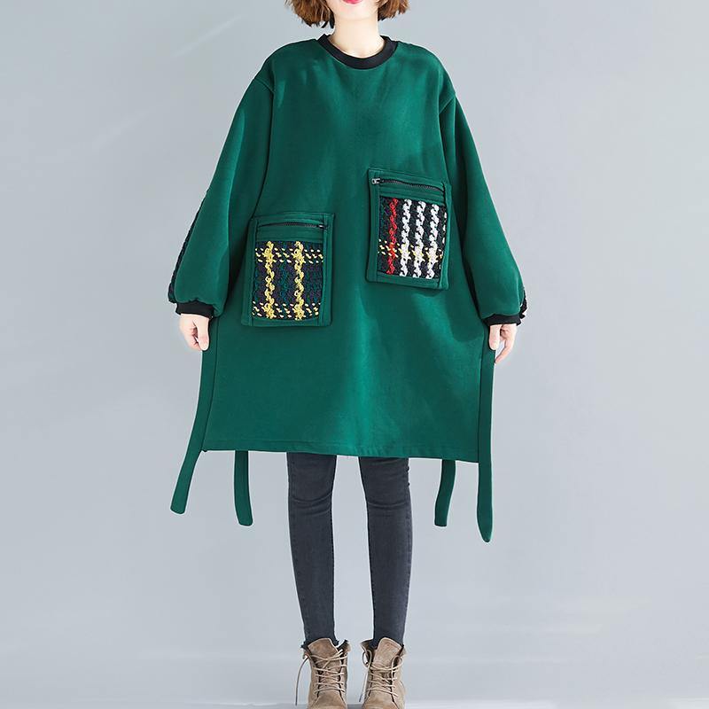 Beautiful Black Cotton Clothes Women Patchwork Oversized Side Open Dress - SooLinen