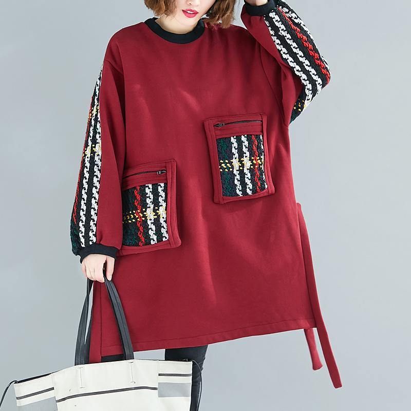 Beautiful Black Cotton Clothes Women Patchwork Oversized Side Open Dress - SooLinen