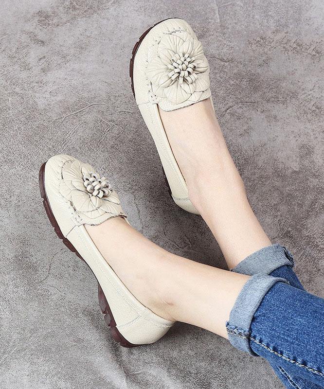 Black Bow Flat Shoes Genuine Leather Handmade Flat Shoes - SooLinen