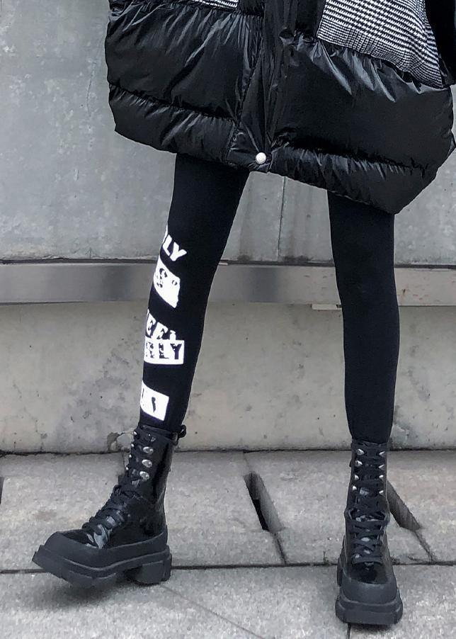 Black leggings female winter large size high waist nine points feet pants women - SooLinen