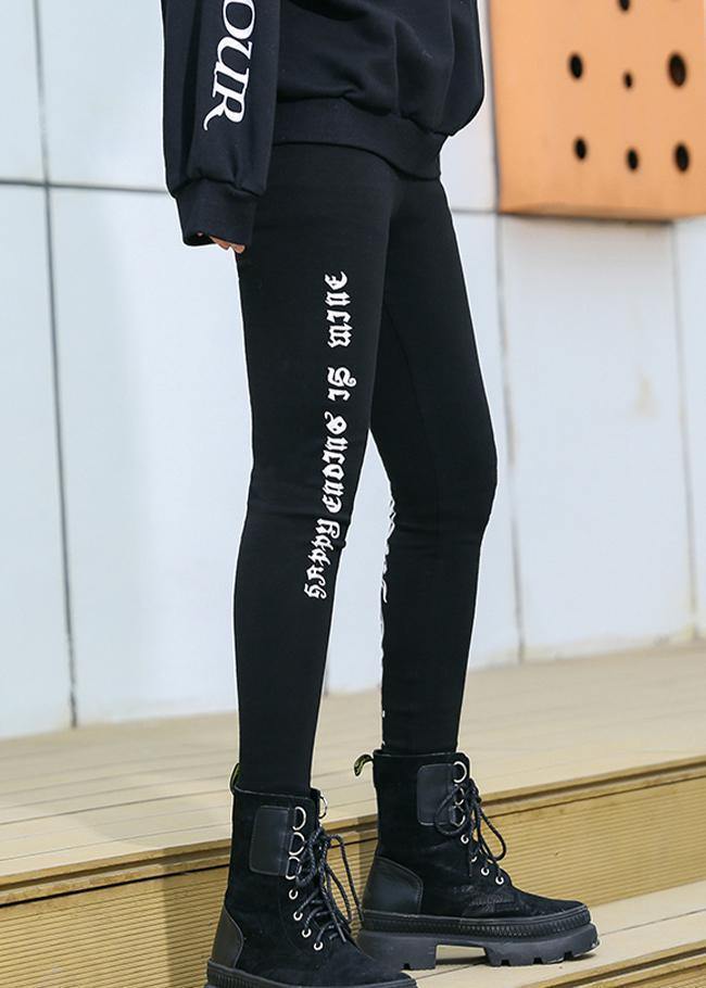 Black leggings female winter large size high waist nine points feet pants women - SooLinen