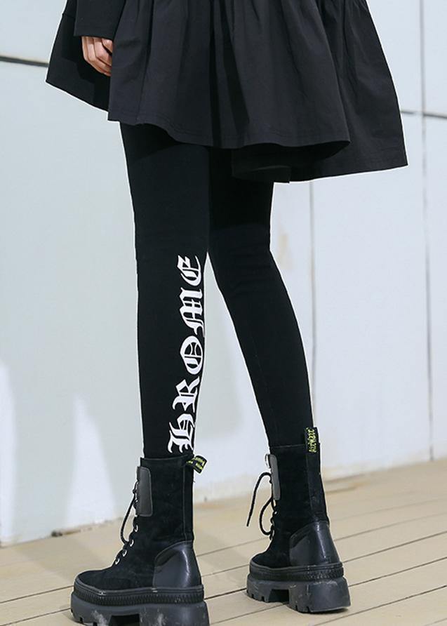 Black leggings female winter large size high waist nine points feet pants women - SooLinen