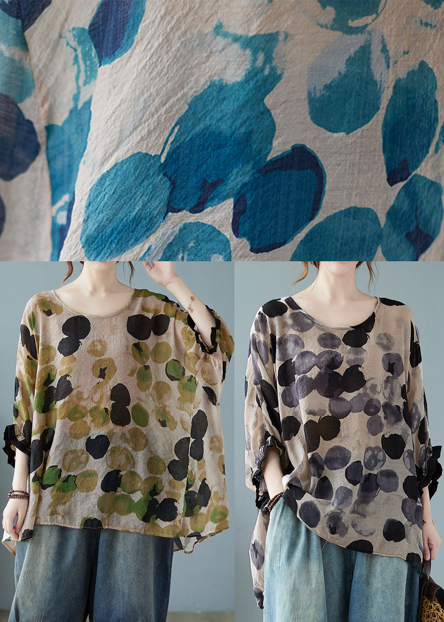 Chic Blue Bat wing Sleeve asymmetrical design Top