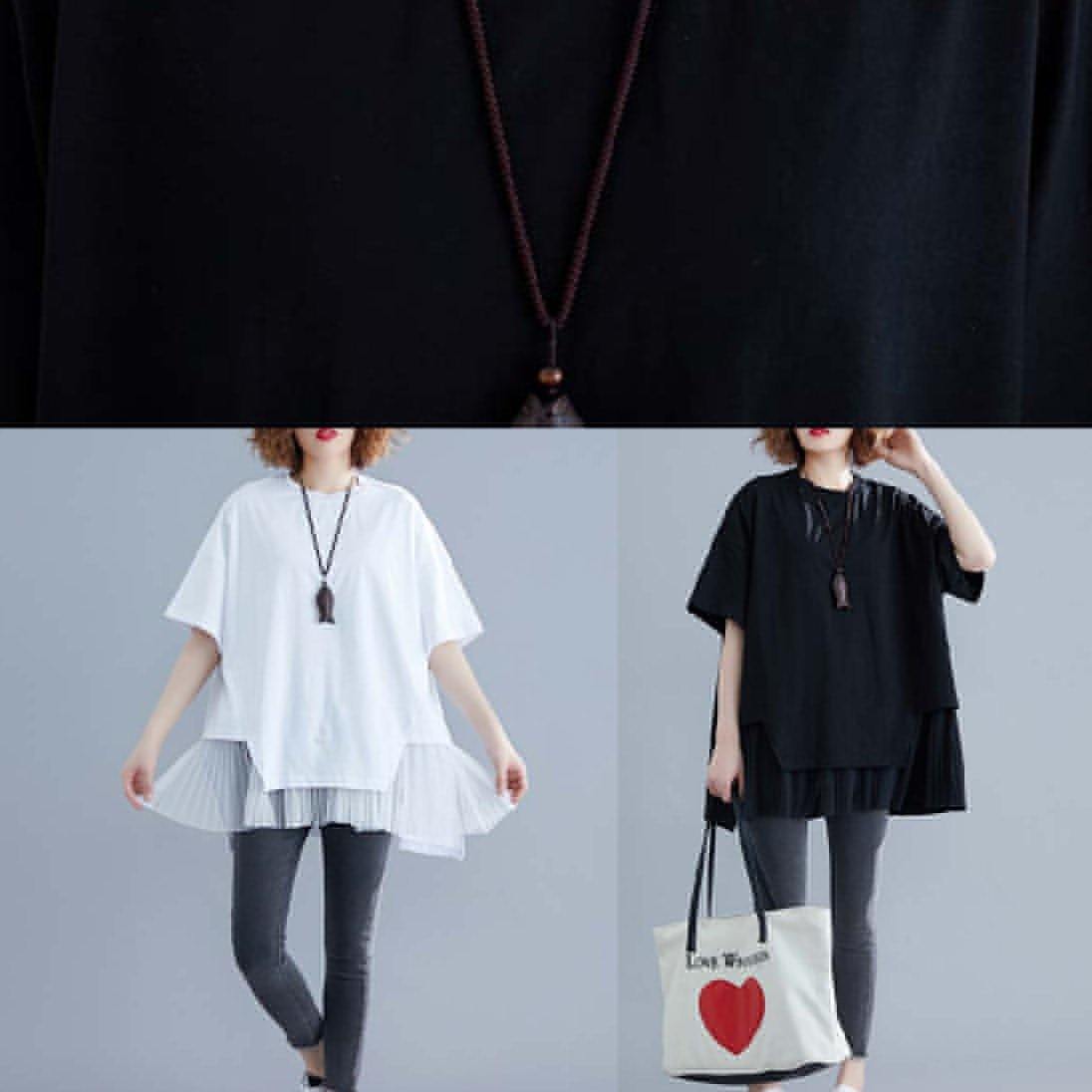 Classy white linen top silhouette Inspiration o neck patchwork summer blouse - SooLinen