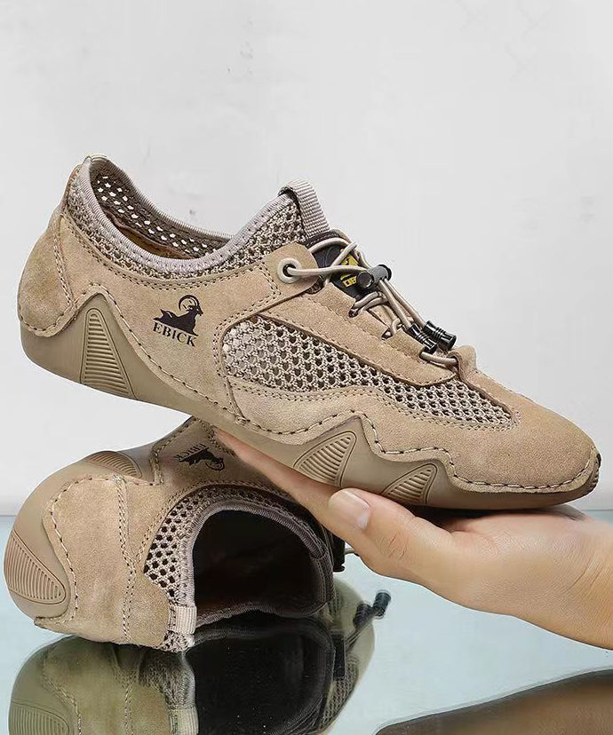 Khaki Breathable Mesh Women Sport Flat Shoes For