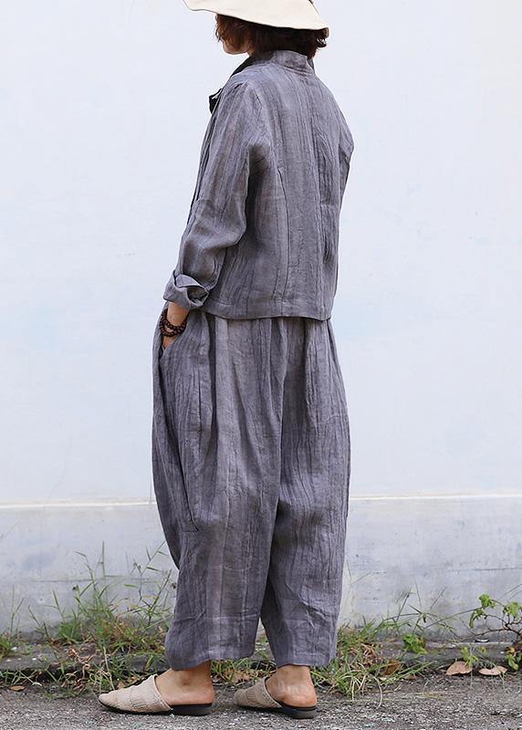 Personality linen casual gray pants loose 2019 autumn pants - SooLinen