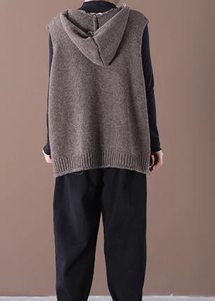 Spring 2021 New Korean Version Of Loose Large Size Literary Hooded Wild Knit Waistcoat Sweater Coat Female - SooLinen