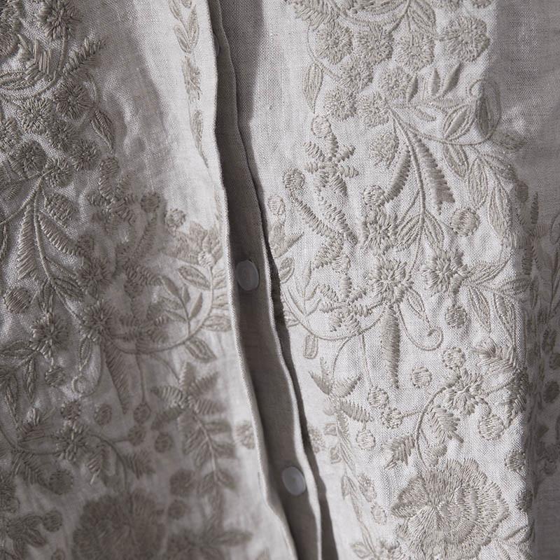 boutique linen blouses plus size clothing Linen Embroidered Shirt