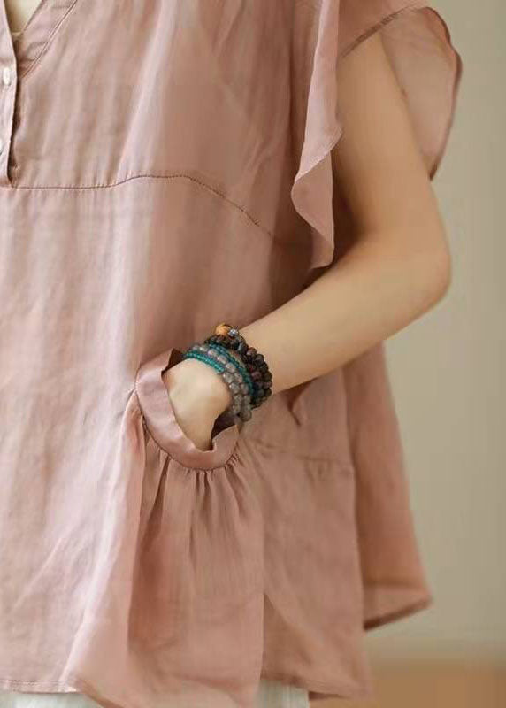 Chic Black V Neck Patchwork Fall Shirt Top Short Sleeve