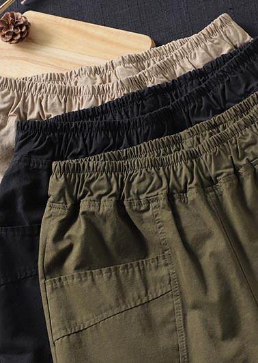 Simple Khaki Trousers Slim Spring elastic waist Wardrobes Pant - SooLinen